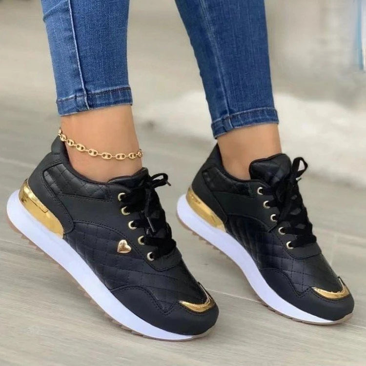 Women's Sports Shoes – Non-Slip, Lace-Up Platform Sneakers for Autumn & Winter