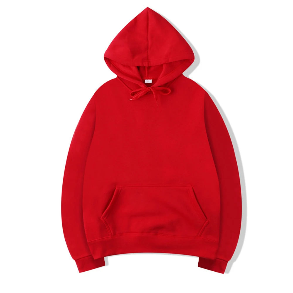 Men's Oversized Pullover Hoodie – Solid Color Sweatshirt for Spring & Autumn