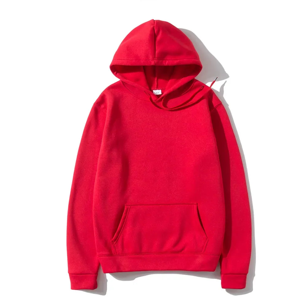 Unisex Hooded Sweatshirt – Red, Black, Gray Fleece, Hip Hop Streetwear
