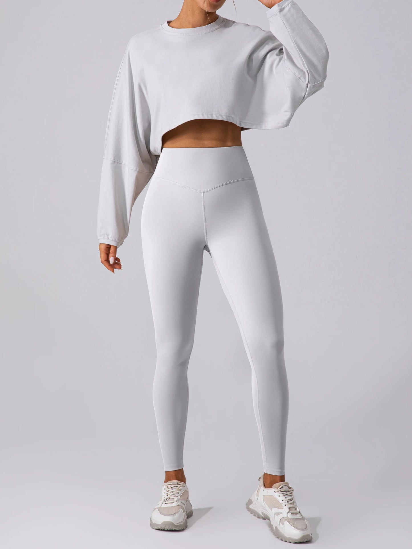 Women’s Long Sleeve Sports Crop Top – Yoga & Gym Workout Shirt