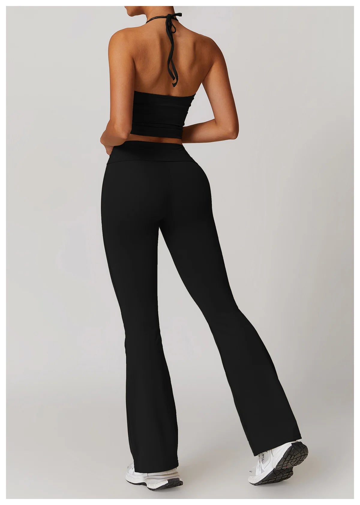 2-Piece Women's Yoga Set – Flared Trousers & Sports Bra Crop Top
