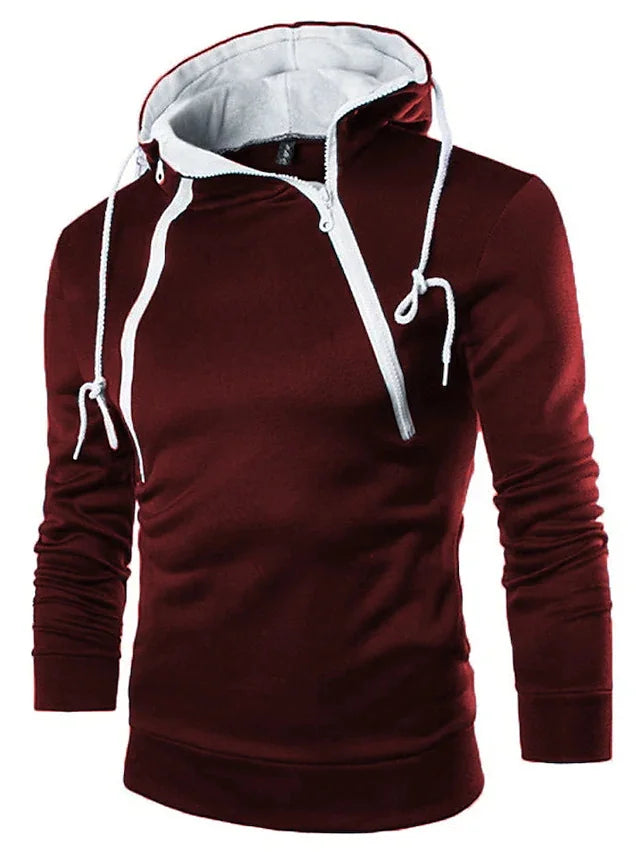 Men's Hooded Sweatshirt – Zipper Pullover, High Neck Jacket & Coat