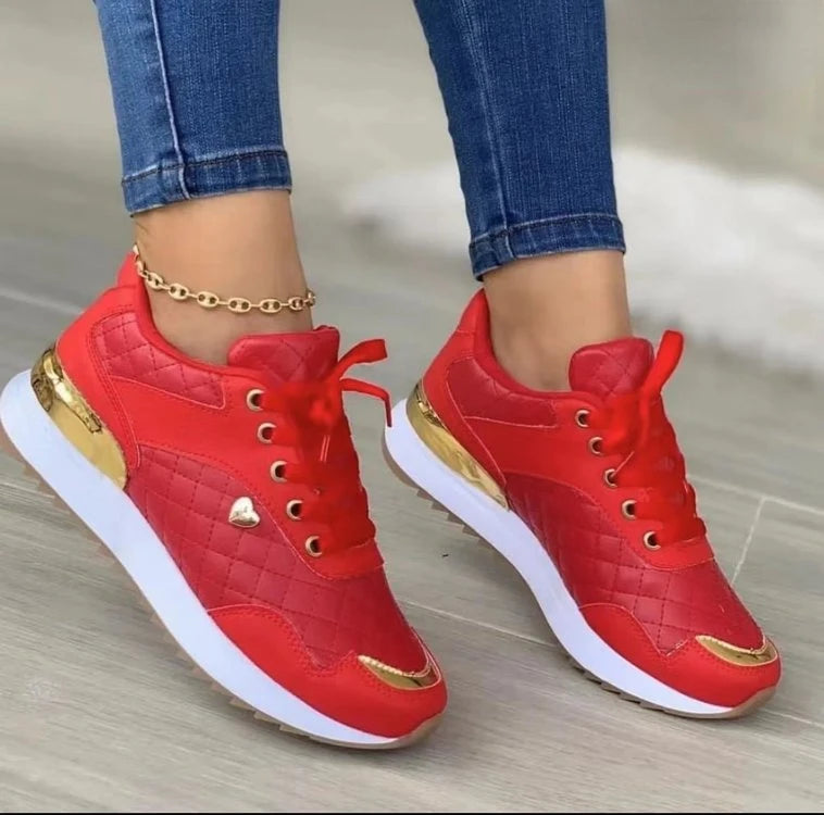 Women's Sports Shoes – Non-Slip, Lace-Up Platform Sneakers for Autumn & Winter