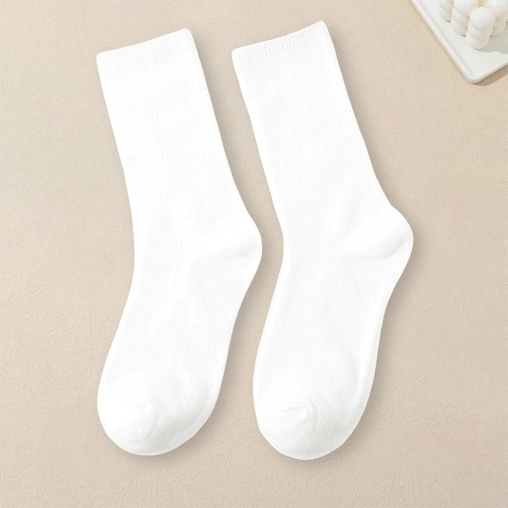 5 Pairs Women's Solid Color Socks – Breathable, Odor-Resistant & Comfortable