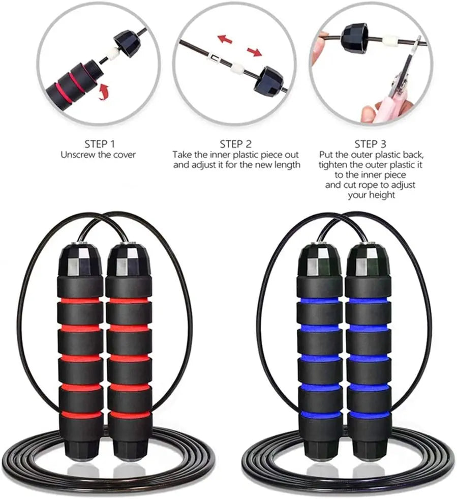 Adjustable Speed Jump Rope with Ball Bearings – Foam Handles for Home Workouts