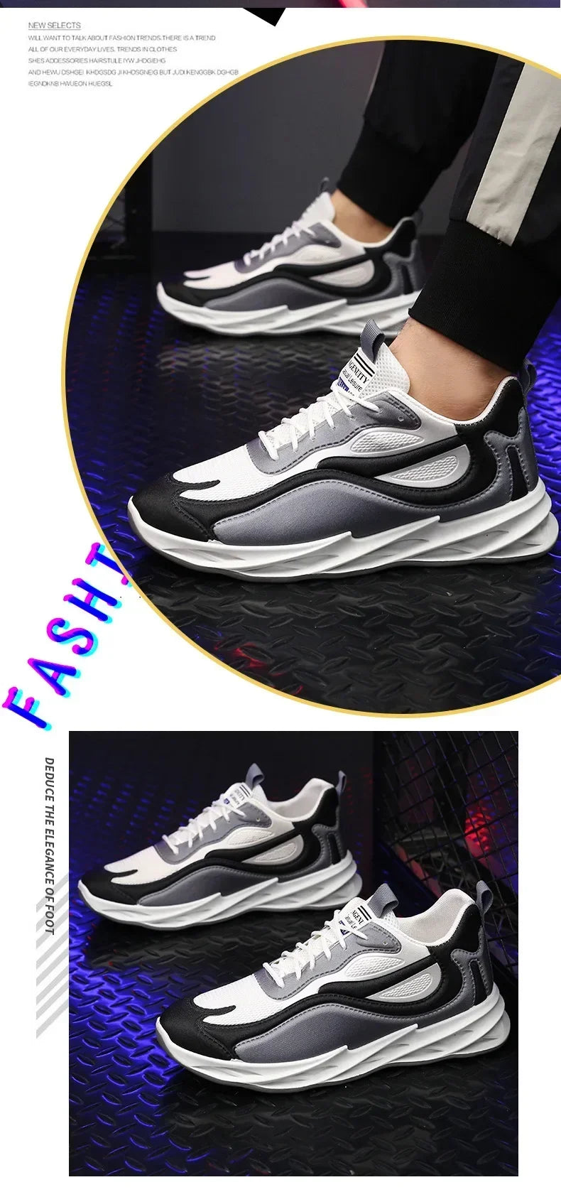 Men's Trendy Sports Shoes – Cushioned, Breathable Running & Walking Sneakers