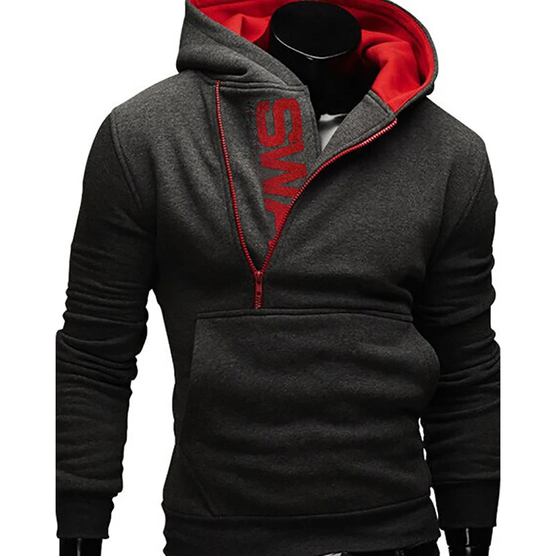 Men's Hooded Sweatshirt – Zipper Pullover, High Neck Jacket & Coat
