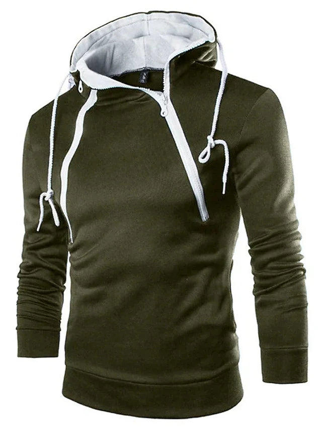 Men's Hooded Sweatshirt – Zipper Pullover, High Neck Jacket & Coat