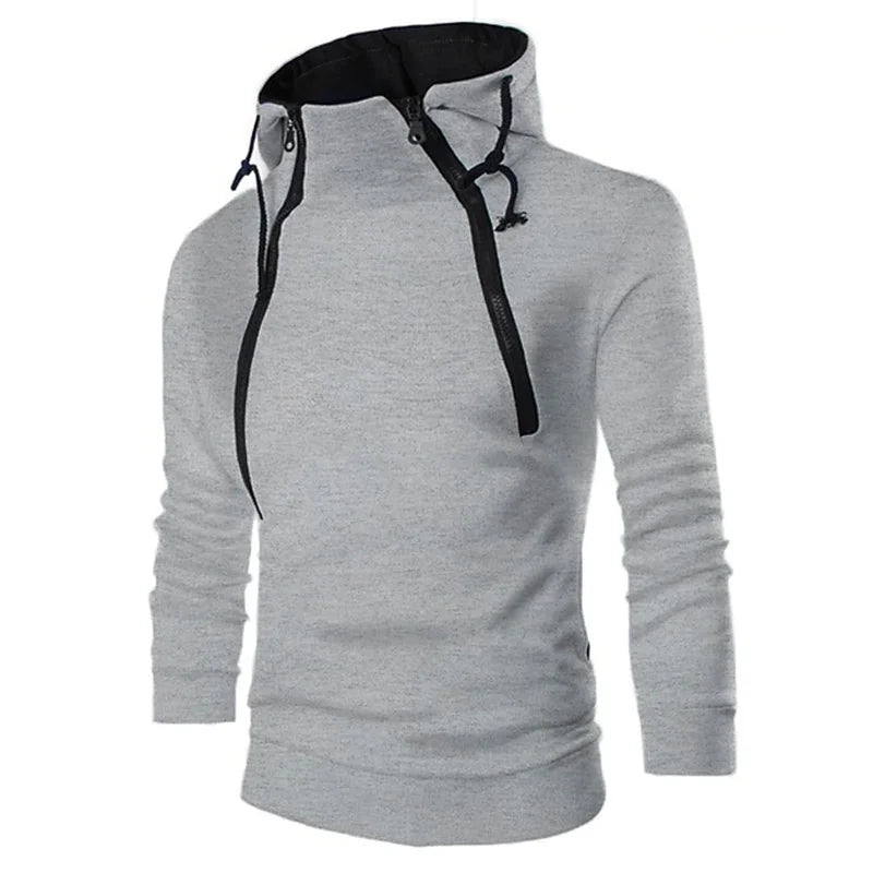 Men's Hooded Sweatshirt – Zipper Pullover, High Neck Jacket & Coat