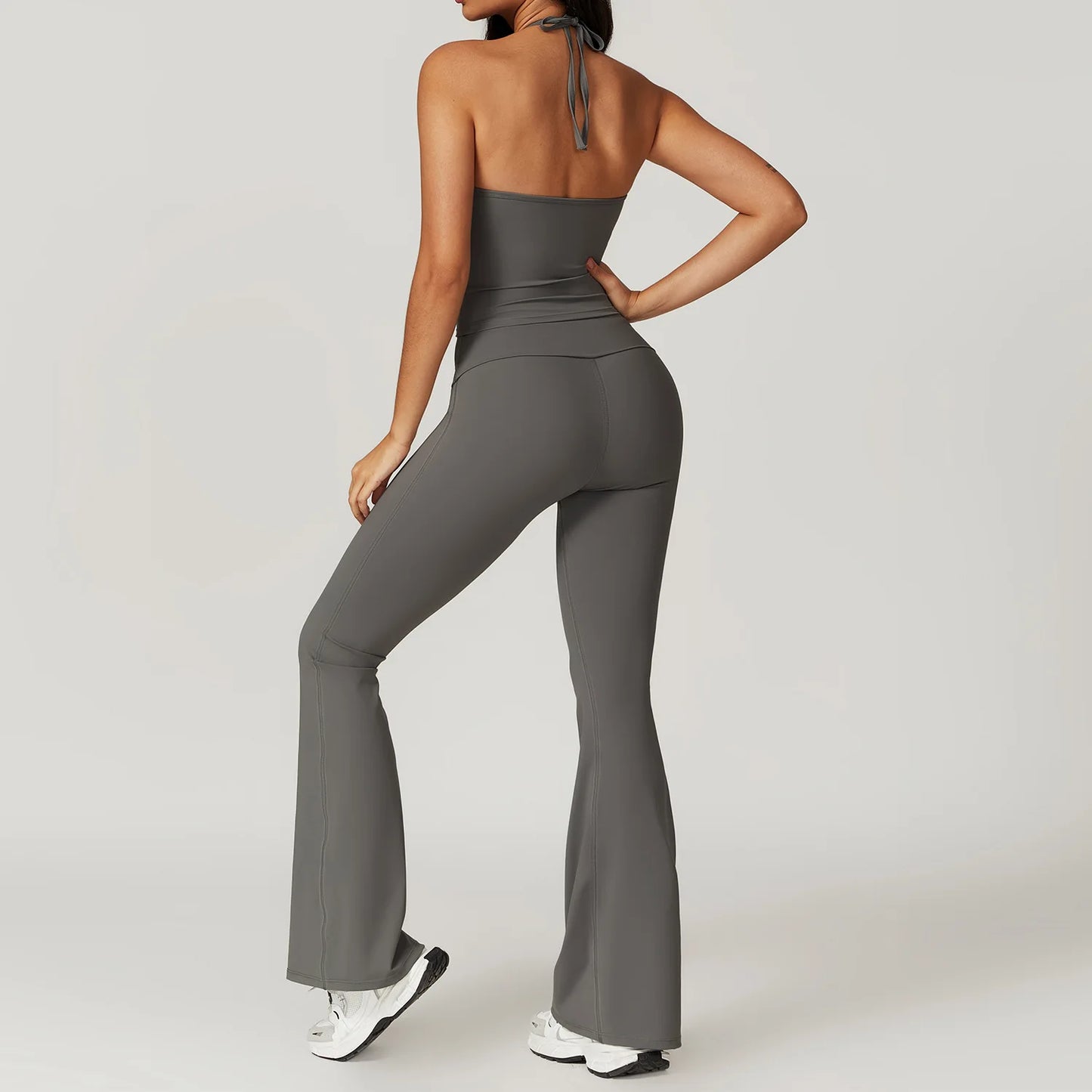 2-Piece Women's Yoga Set – Flared Trousers & Sports Bra Crop Top