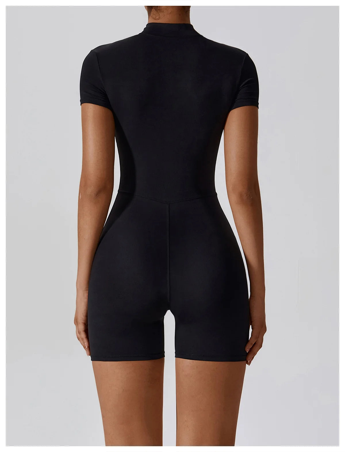 Women's Yoga Jumpsuit – Short Sleeve Zipper Bodysuit for Fitness & Running