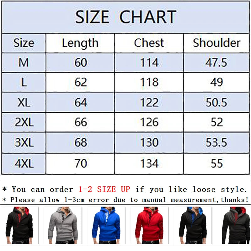 Men's Hooded Sweatshirt – Zipper Pullover, High Neck Jacket & Coat