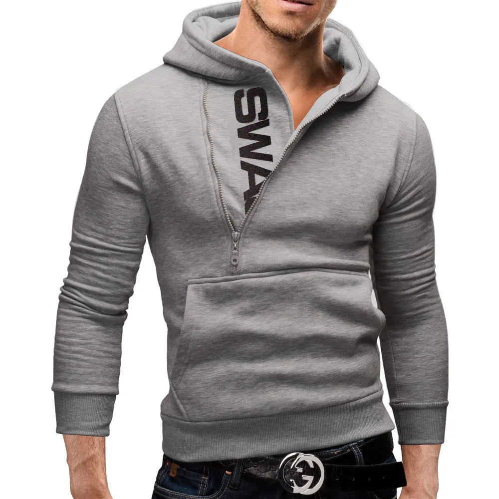 Men's Hooded Sweatshirt – Zipper Pullover, High Neck Jacket & Coat