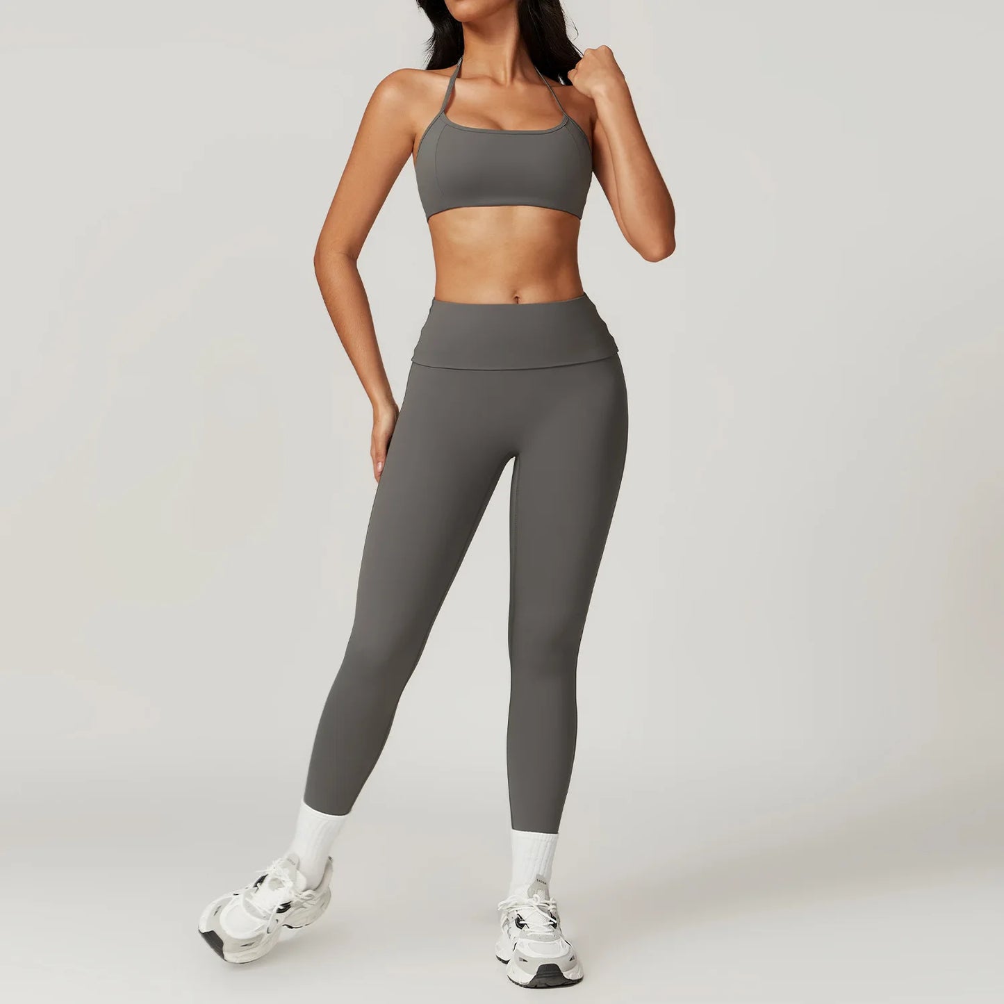 2-Piece Women's Yoga Set – Flared Trousers & Sports Bra Crop Top