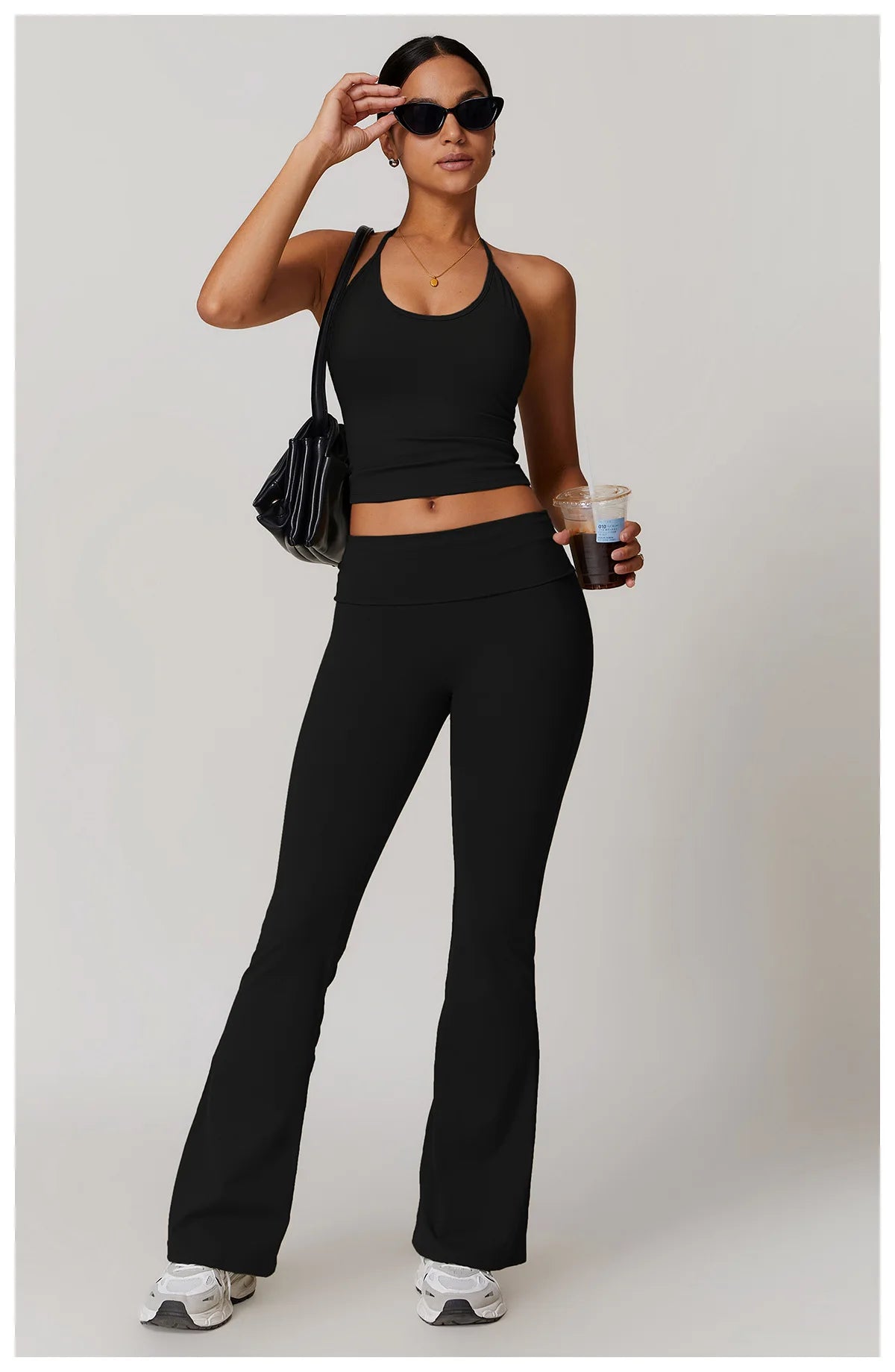 2-Piece Women's Yoga Set – Flared Trousers & Sports Bra Crop Top