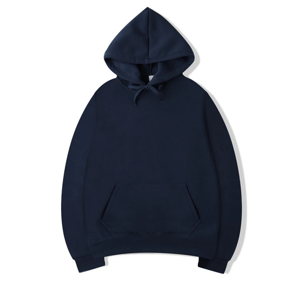 Men's Oversized Pullover Hoodie – Solid Color Sweatshirt for Spring & Autumn