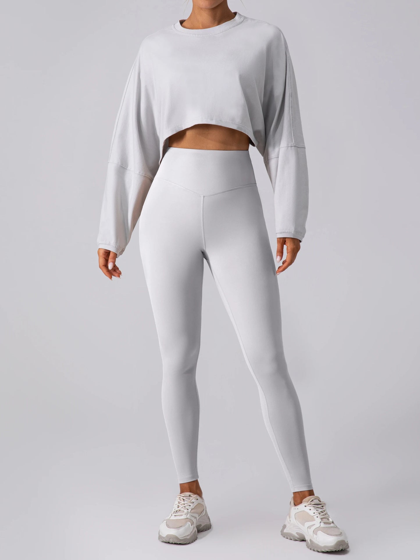 Women’s Long Sleeve Sports Crop Top – Yoga & Gym Workout Shirt