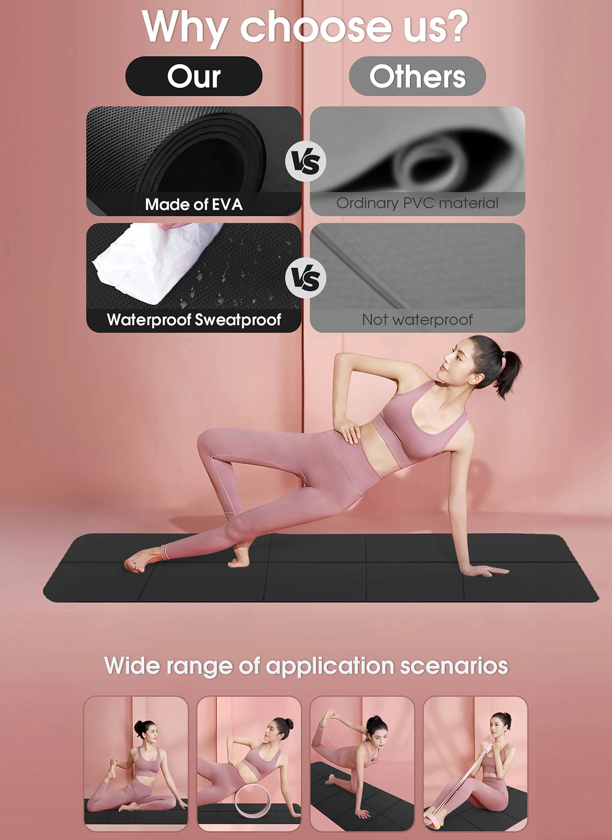 Anti-Skid EVA Yoga Mat – 4mm Comfort Foam for Yoga, Pilates & Fitness
