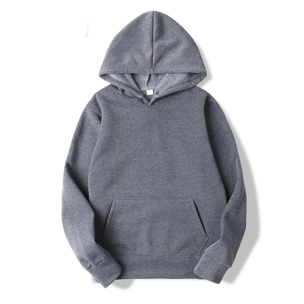 Men's Oversized Pullover Hoodie – Solid Color Sweatshirt for Spring & Autumn