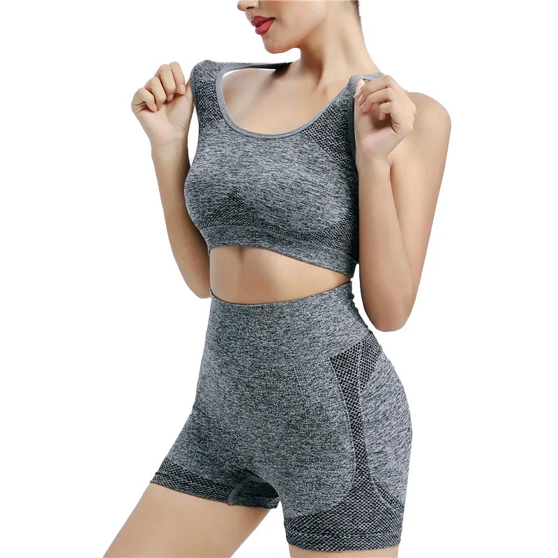 Women's Seamless Yoga Set – Sports Bra, Gym Shorts & Leggings