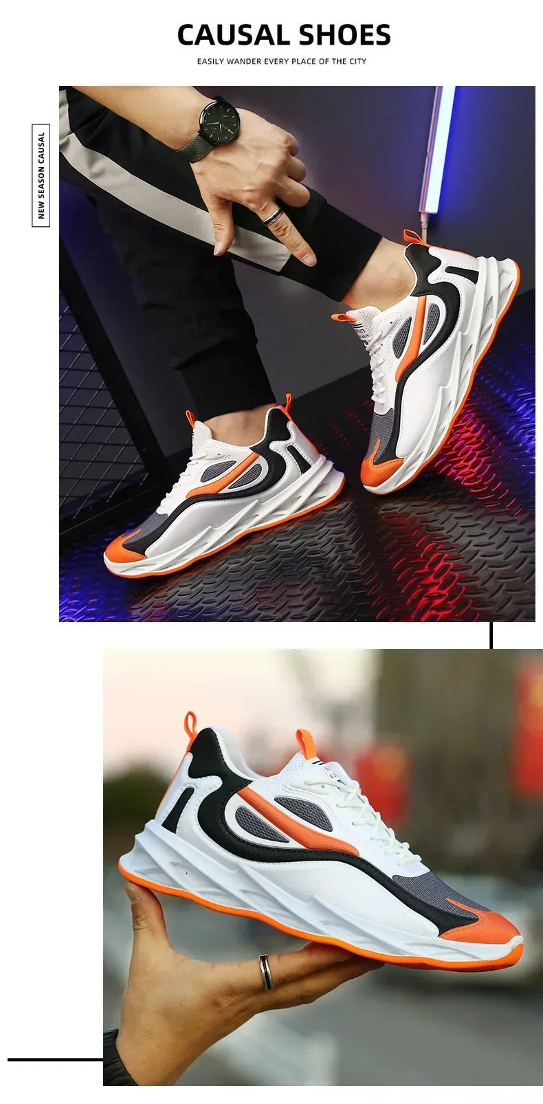 Men's Trendy Sports Shoes – Cushioned, Breathable Running & Walking Sneakers