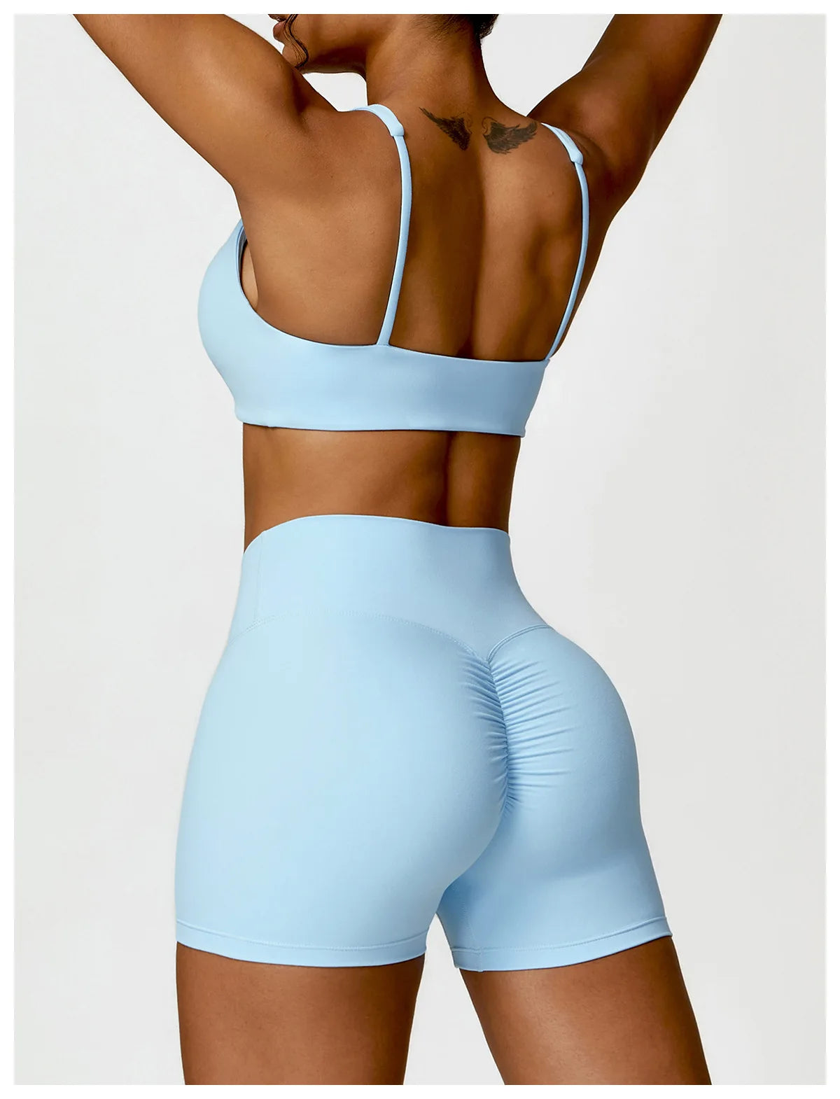 2-Piece Women's Yoga Set – Long Sleeve Top, Shorts & Sports Bra