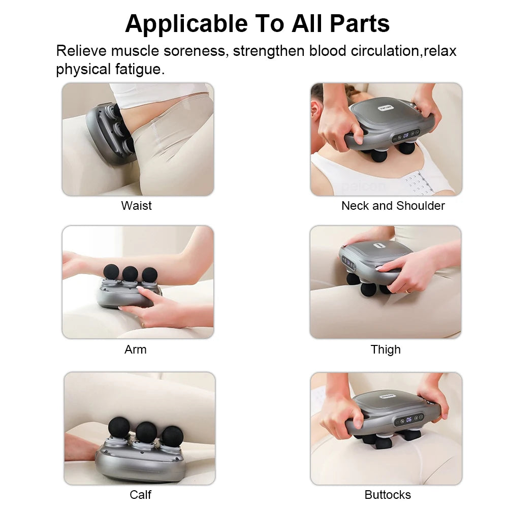 High-Frequency Muscle Massage Gun – 6 Heads for Back, Waist & Full Body Relief