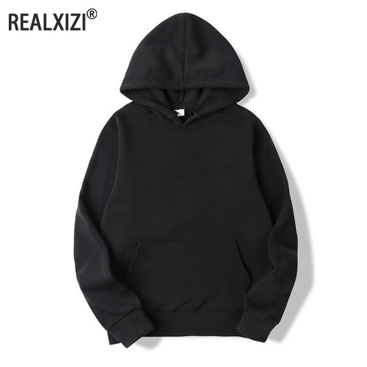 Men's Oversized Pullover Hoodie – Solid Color Sweatshirt for Spring & Autumn