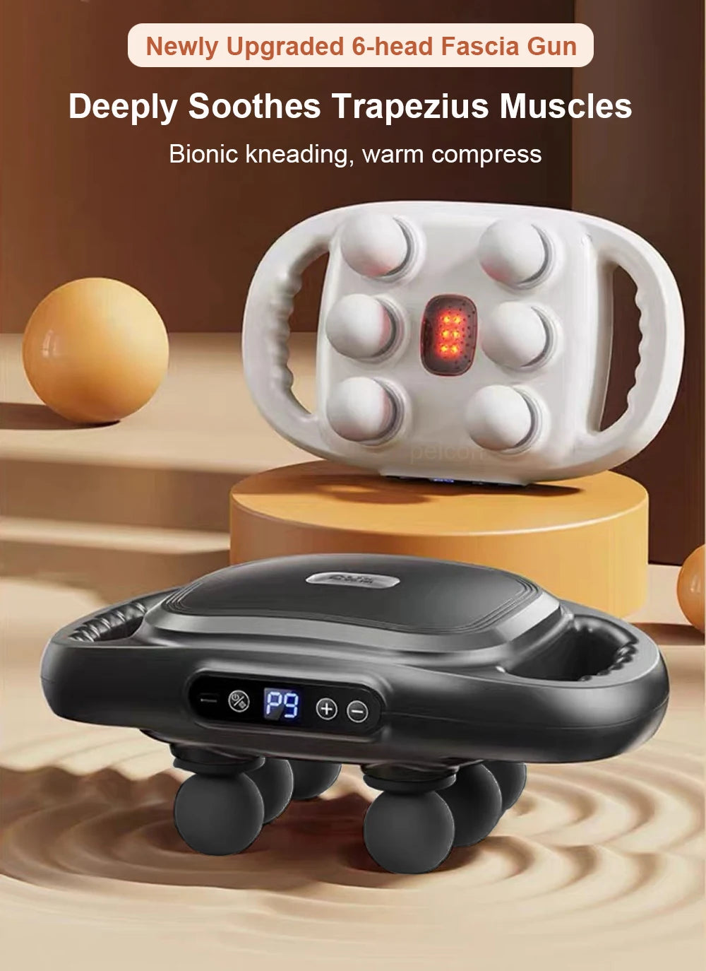High-Frequency Muscle Massage Gun – 6 Heads for Back, Waist & Full Body Relief