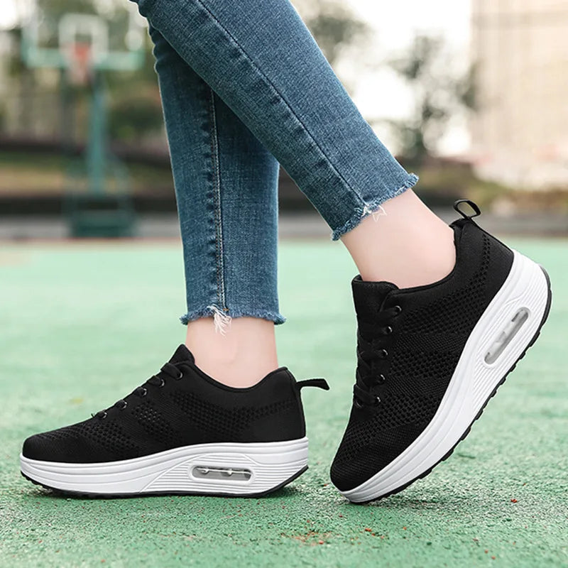 Women's Sports Shoes – Breathable, Lightweight with Thick Sole, Comfortable Casual Outdoor Footwear