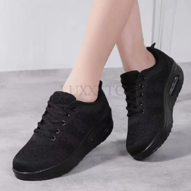 Women's Sports Shoes – Breathable, Lightweight with Thick Sole, Comfortable Casual Outdoor Footwear