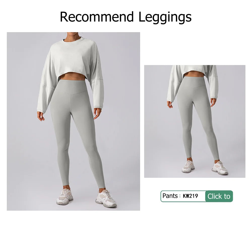 Women’s Long Sleeve Sports Crop Top – Yoga & Gym Workout Shirt