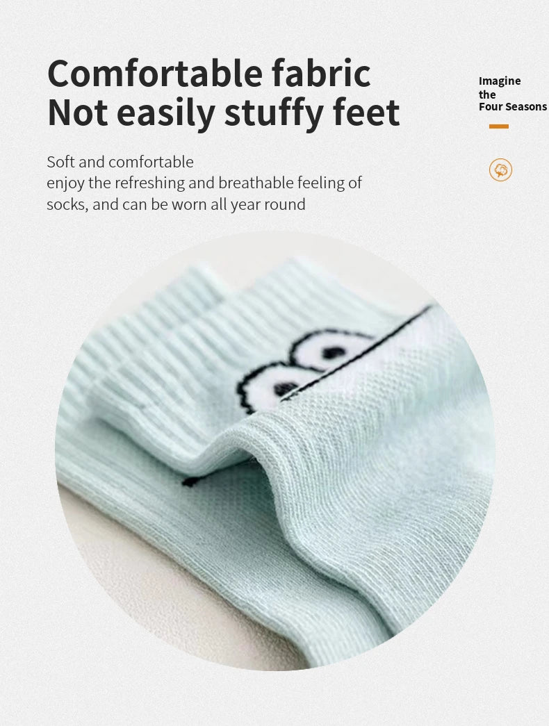 5 Pairs Women's Fun Expression Socks – Comfy Mid-Calf Hosiery
