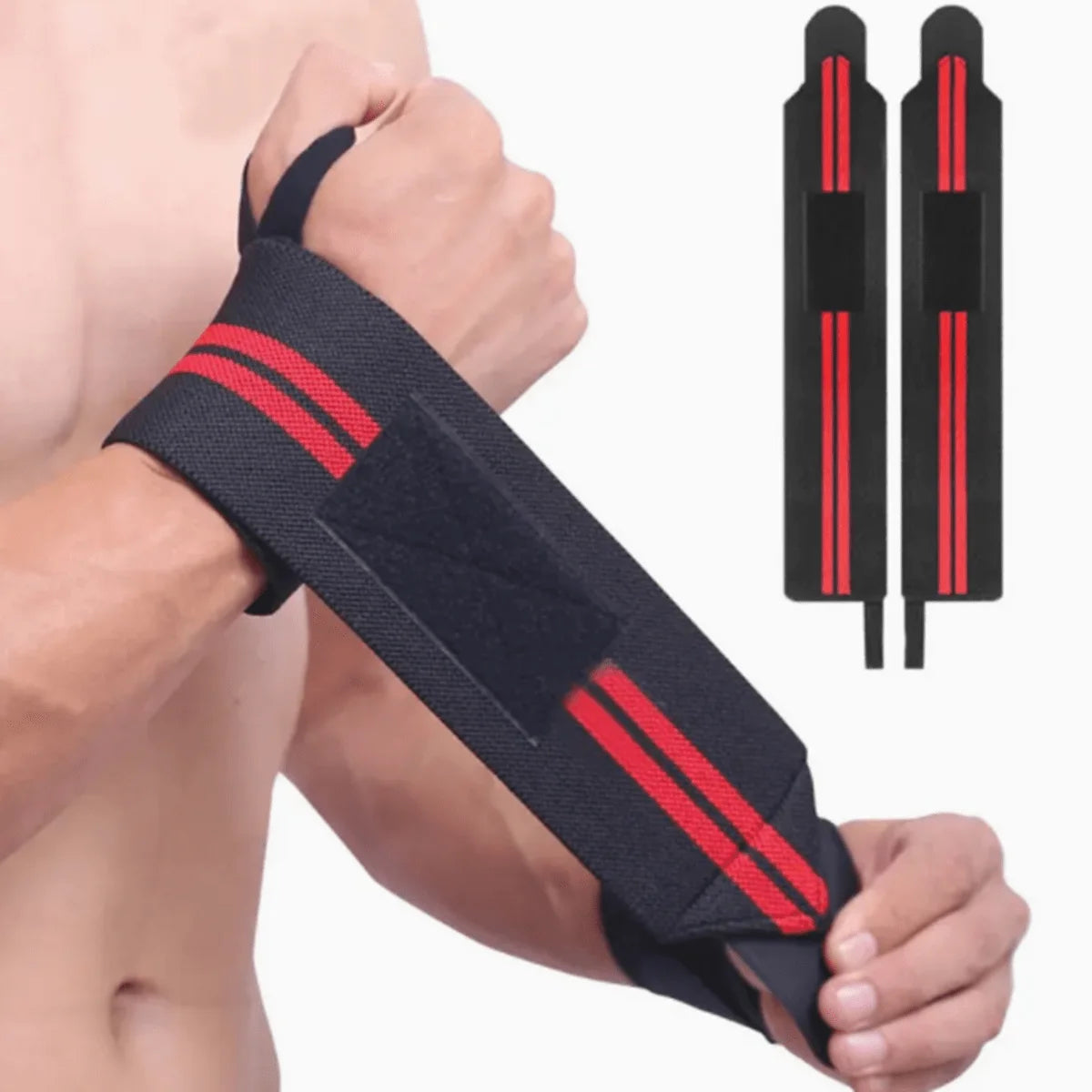 Wrist Wraps (1 Pair) – Supportive Bandages for Weightlifting & Gym Training