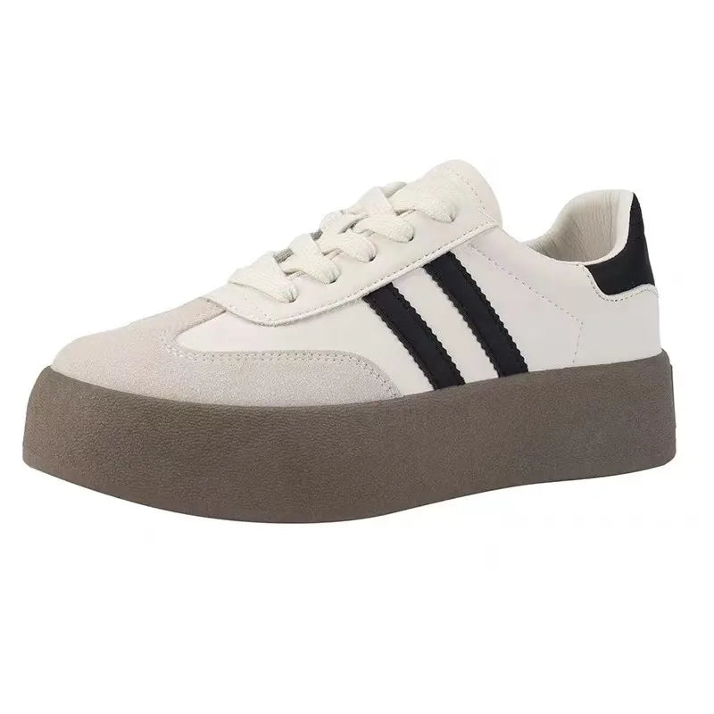 Women's Sports Shoes – Thick Sole, Soft Cowhide Casual Training Sneakers