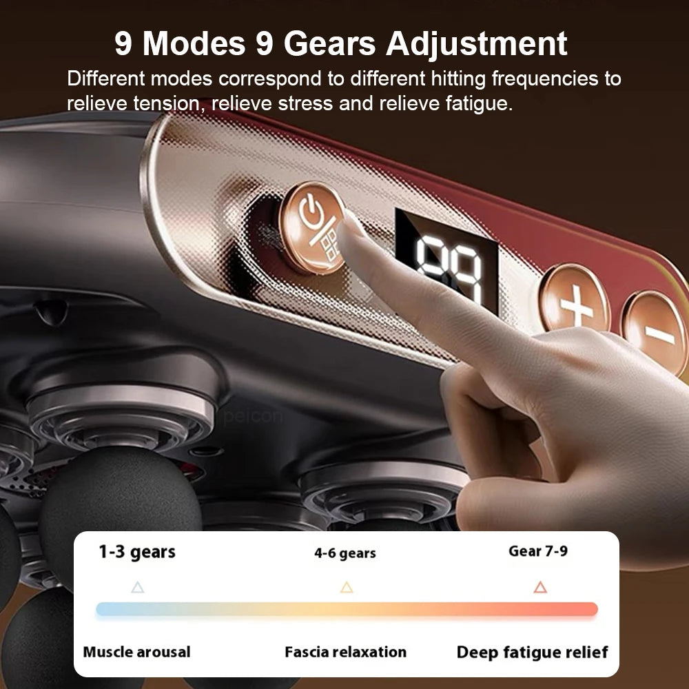 High-Frequency Muscle Massage Gun – 6 Heads for Back, Waist & Full Body Relief