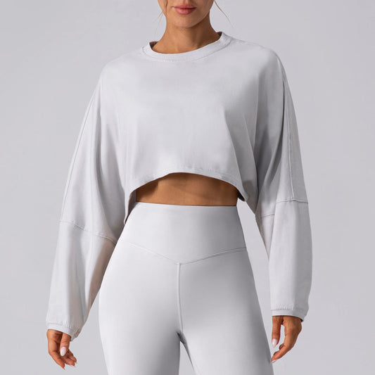 Women’s Long Sleeve Sports Crop Top – Yoga & Gym Workout Shirt