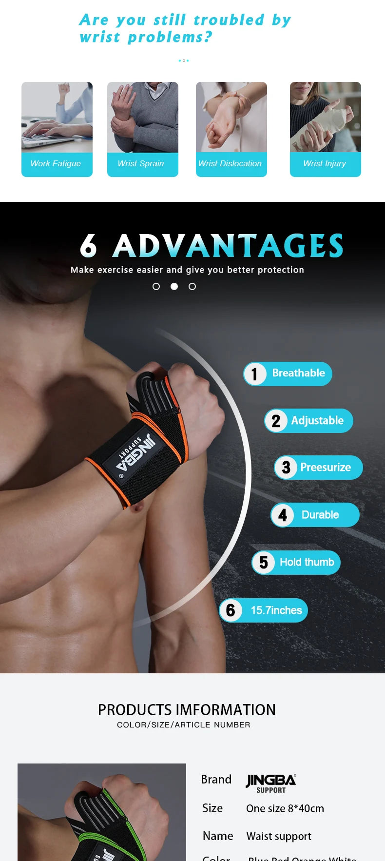 Fitness Wrist Wraps – Padded Support Straps for Weightlifting & Cross Training