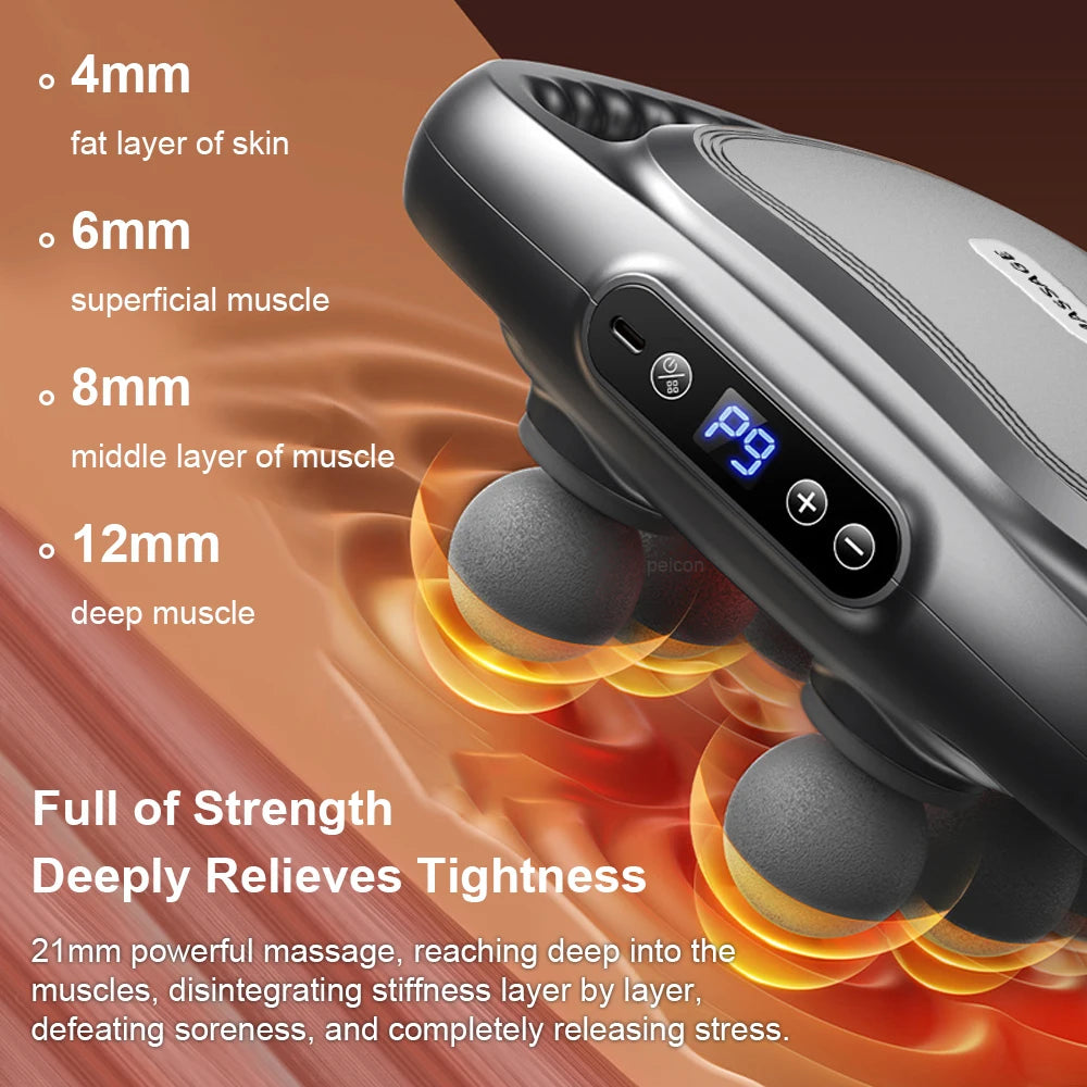 High-Frequency Muscle Massage Gun – 6 Heads for Back, Waist & Full Body Relief