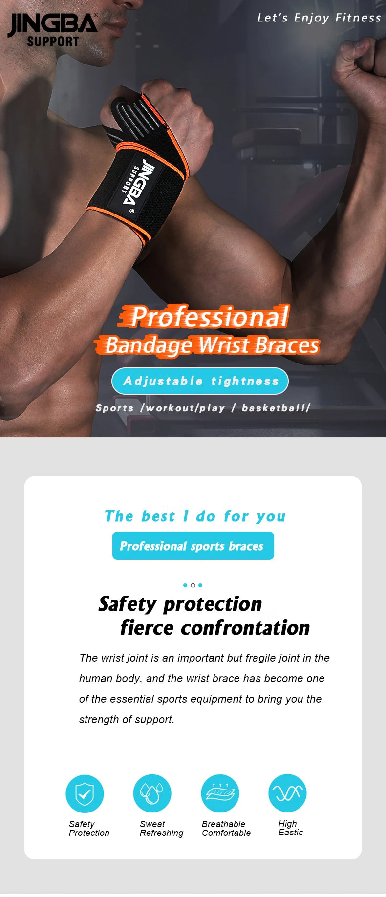 Fitness Wrist Wraps – Padded Support Straps for Weightlifting & Cross Training