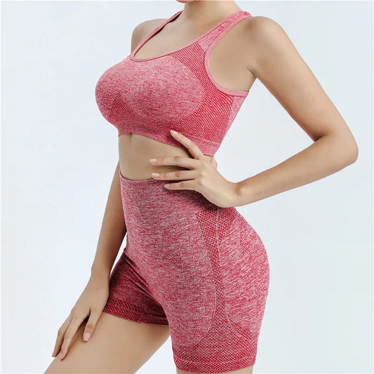 Women's Seamless Yoga Set – Sports Bra, Gym Shorts & Leggings