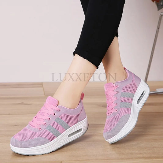Women's Sports Shoes – Breathable, Lightweight with Thick Sole, Comfortable Casual Outdoor Footwear
