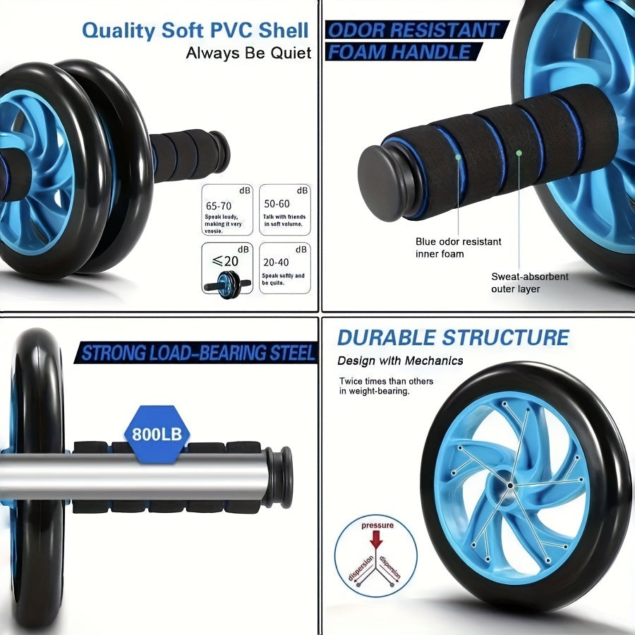 Blue Push-Up Wheel & Jump Rope Set – Grip and Pull Device for Core Training